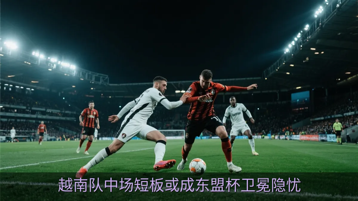 足球比赛中两队球员在中场展开对抗
